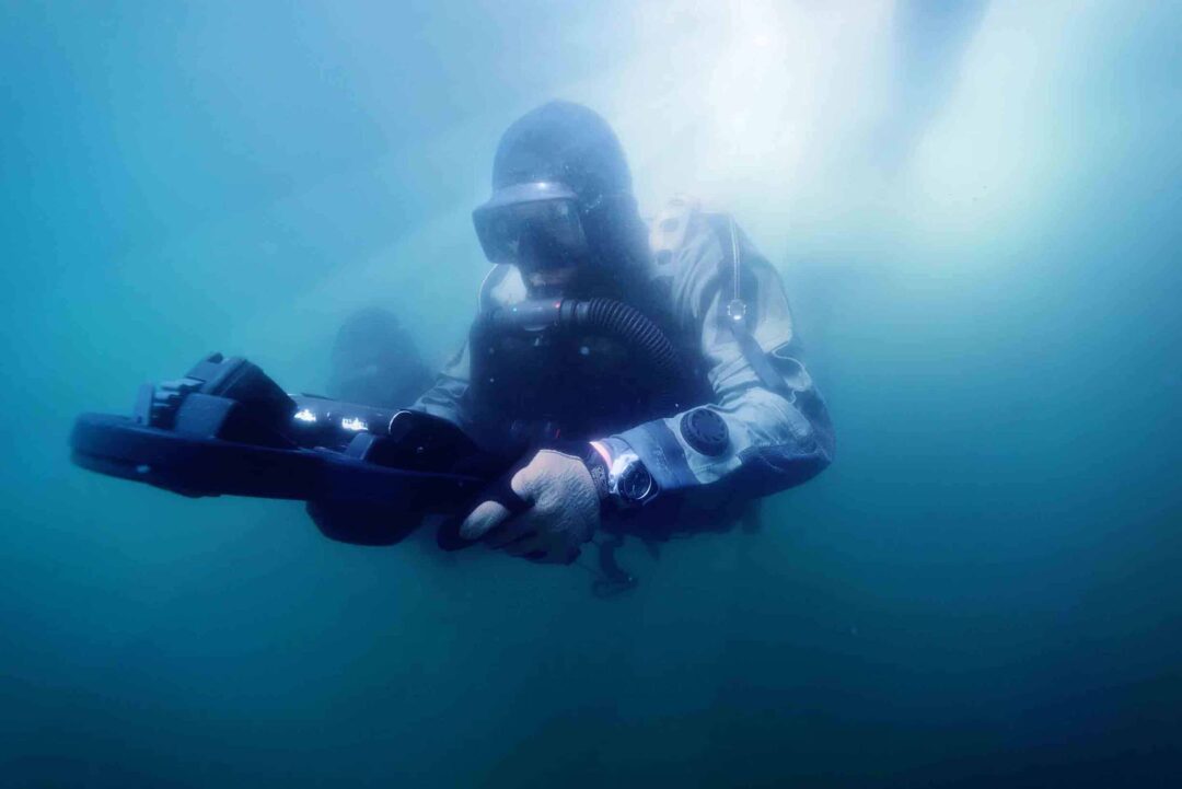 Frogman diving. Photo credit: Casper Tybjerg